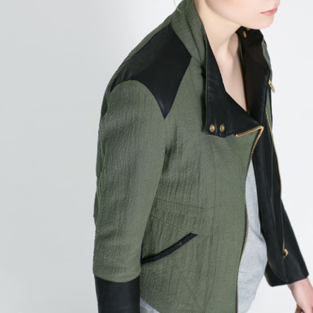 🎉HP🎉ZARA QUILTED CROSSOVER JACKET Military Parka - Picture 7 of 10